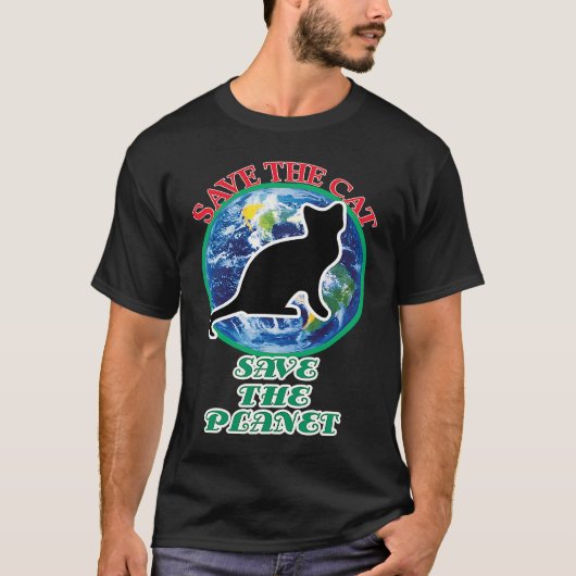 Red de kat en red de planeet t-shirt (Voorkant)