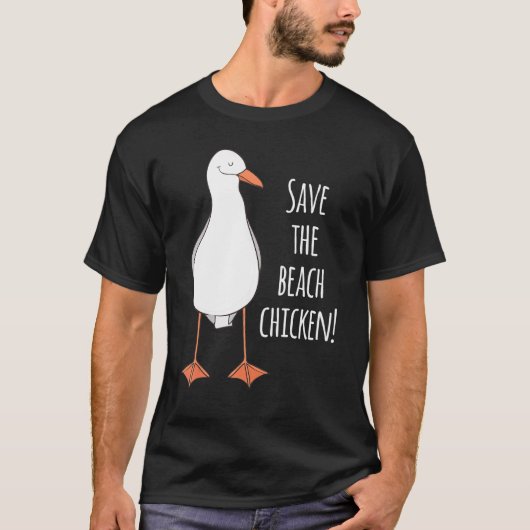 Red de Kip op het Strand!  Zeemeeuw T-shirt (Voorkant)