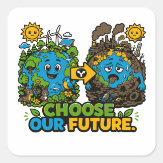 Red de klimaatactie van de aarde Eco Vierkante Sticker