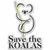 Red de koala's op maat gesneden vinyl sticker (Voorkant)