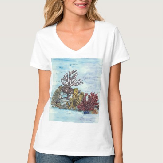 Red de koraalriffen handgeschilderd t-shirt (Voorkant)