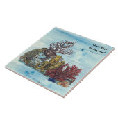 Red de koraalriffen met de hand geschilderd tegeltje (Zijkant)
