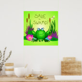 Red de Moeras Twitchy de Kikker Libellen Groen Poster (Keuken)