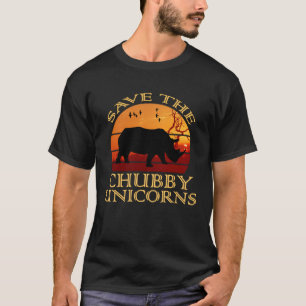 Red de mollige eenhoorns neushoorn dier zonsonderg t-shirt