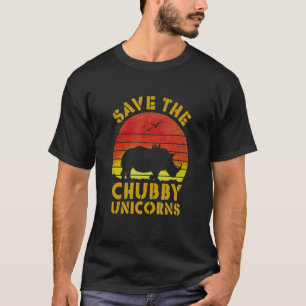 Red de mollige eenhoorns Retro  Rhino 1 T-shirt