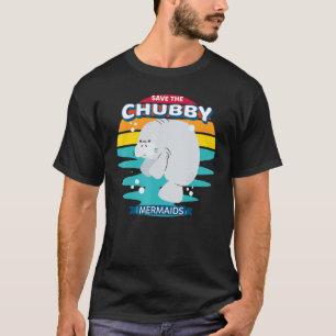 Red de mollige zeemeermin Retro  Manatee T-shirt