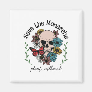 Red de Monarchen Plant Milkweed Butterfly Skull E Magneet
