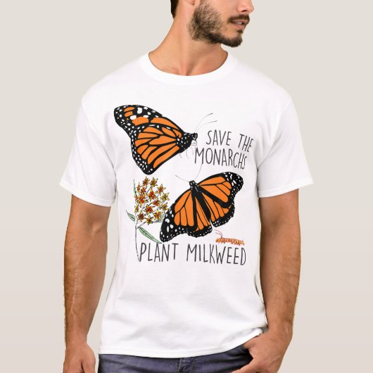Red de monarchen Plant sommige zijdebloem vlinder  T-shirt (Voorkant)