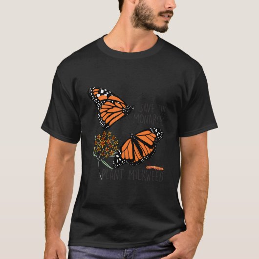 Red de monarchen Plant sommige zijdebloem vlinder T-shirt (Voorkant)