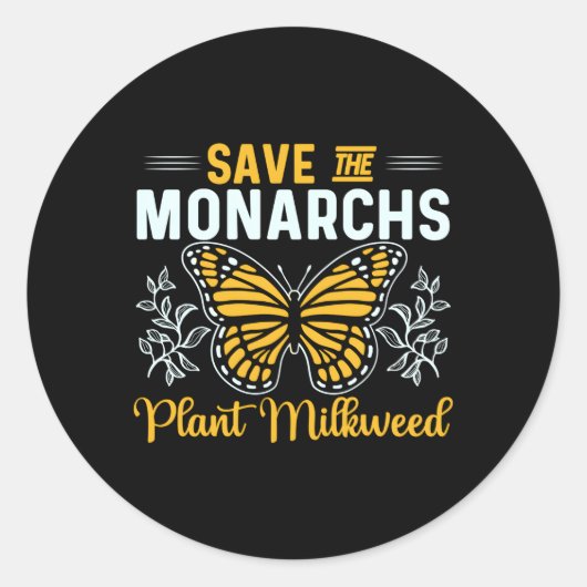 Red de Monarchs Plant Milkweed voor Vlinder Ronde Sticker (Voorkant)