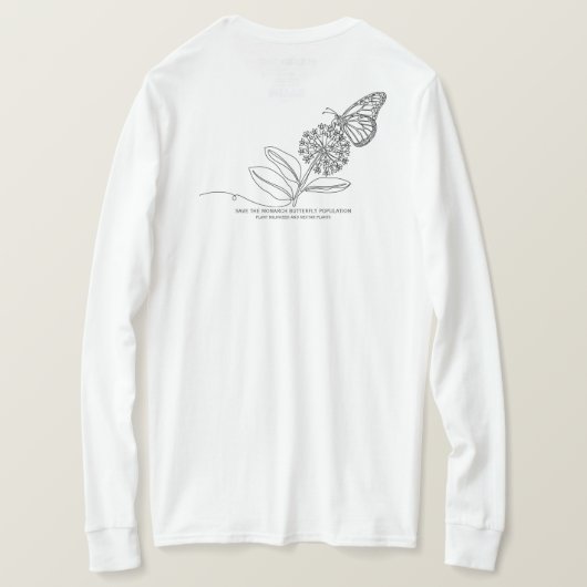 Red de monarchvlinderpopulatie t-shirt (Design achterkant)