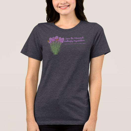 Red de monarchvlinderpopulatie Tri-Blend shirt (Voorkant)