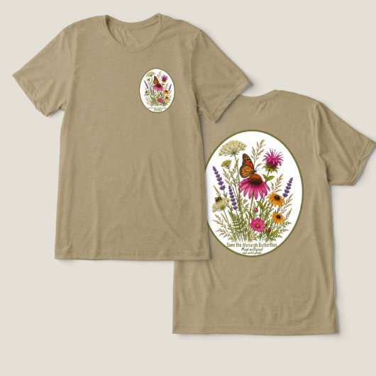Red de Monarchvlinders Tri-Blend Shirt (Ontwerp Voorkant & Achterkant)
