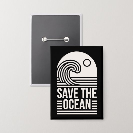 Red de oceaan bescherming conservering vrijwillige button (Voorkant / Achterkant)