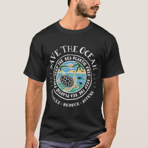 Red de Oceaan Houd de Zee Plasticvrij Schildpad Sc T-shirt