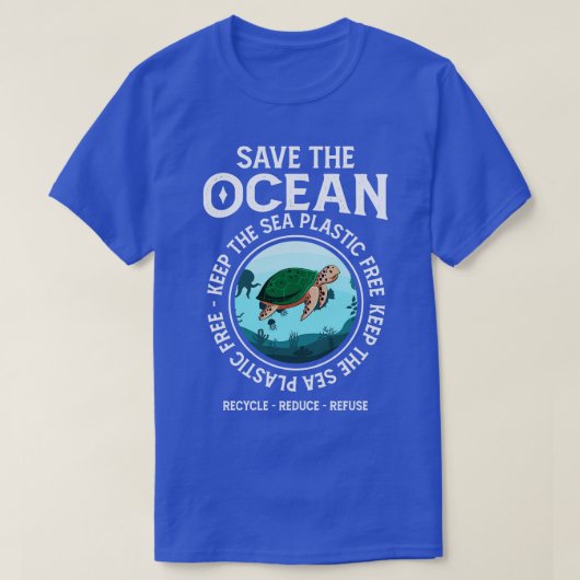 Red de oceaan Houd het Zee Plastic Free Turtle lo T-shirt (Design voorkant)