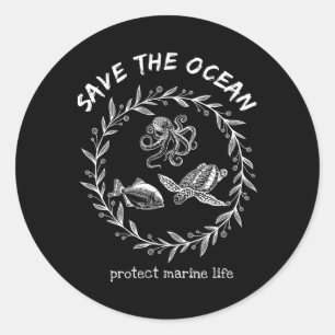 Red de oceaan Red de aarde Onze planeet houdt van Ronde Sticker