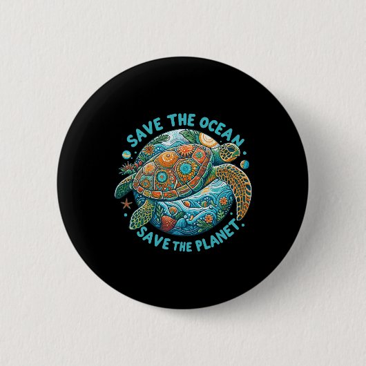 Red de oceaan Red de Schattigee Zee schildpad Ronde Button 5,7 Cm (Voorkant)