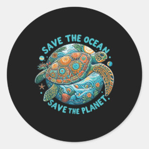 Red de oceaan Red de Schattigee Zee schildpad Ronde Sticker