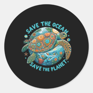 Red de oceaan Red de Schattigee Zee schildpad Ronde Sticker