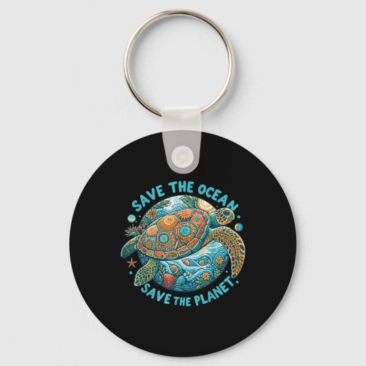 Red de oceaan Red de Schattigee Zee schildpad Sleutelhanger (Voorkant)