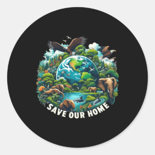Red de oceaan Red ons huis Earth Day Natuur liefde Ronde Sticker