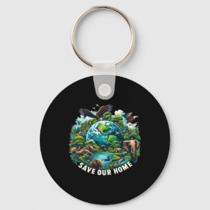 Red de oceaan Red ons huis Earth Day Natuur liefde Sleutelhanger