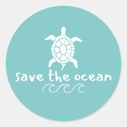 Red de oceaan. Schildpad. Stickers en labels (Voorkant)