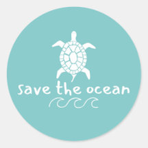 Red de oceaan. Schildpad. Stickers en labels