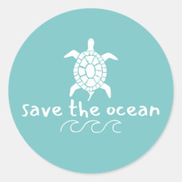 Red de oceaan. Schildpad. Stickers en labels