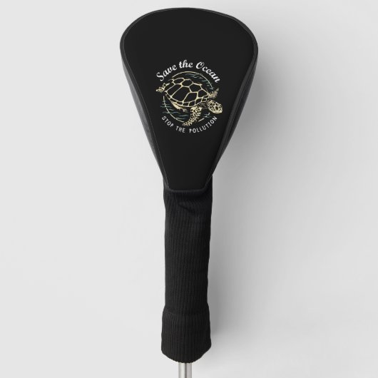 Red de oceaan Stop de vervuiling schildpad Golfheadcover (Voorkant)