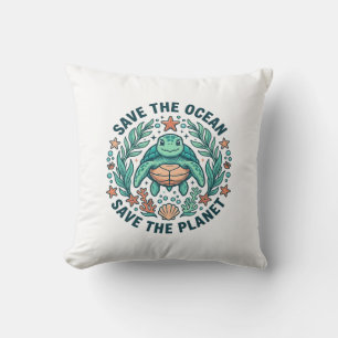 Red de Oceaan Zeeschildpad Vintage Gravure Shirt_ Kussen