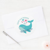 Red de oceanen, Cute Walvis Smeekt Ronde Sticker (Envelop)