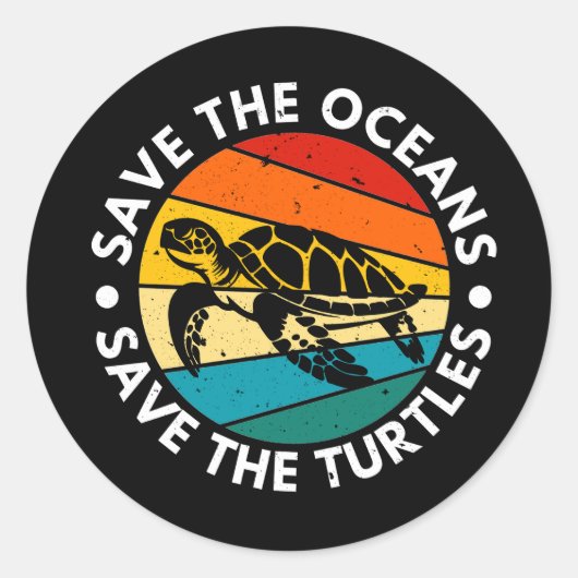Red de oceanen Red de schildpadden Ronde Sticker (Voorkant)