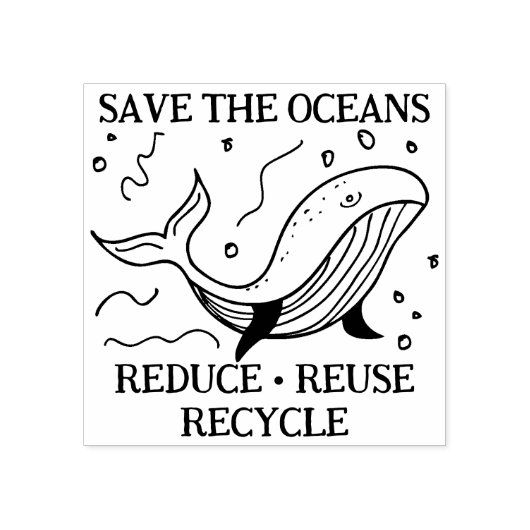 Red de oceanen, verminder hergebruik Recyclen rubb Rubberstempel (Afrduk)