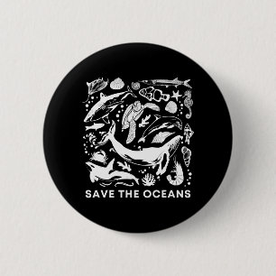 Red de oceanen-walvis schildpad orka klimaatverand ronde button 5,7 cm