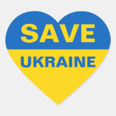 Red de Oekraïense vlag Hart Sticker (Voorkant)