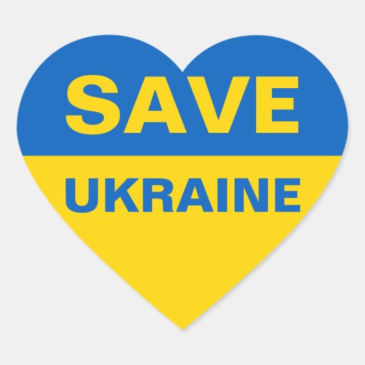 Red de Oekraïense vlag Hart Sticker (Voorkant)