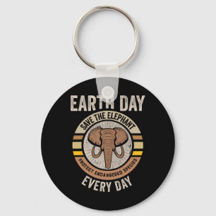 Red de olifant Earth Day Bescherm bedreigde dieren Sleutelhanger