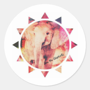 Red de olifanten, Baby olifant zonneschijn Ronde Sticker
