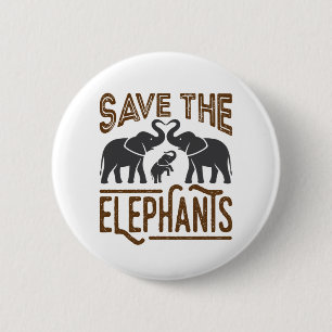 Red de Olifanten Olifant Liefhebber Bescherm Wilde Ronde Button 5,7 Cm