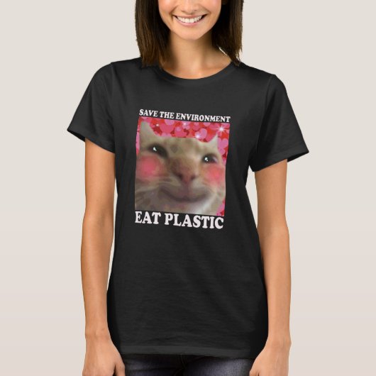 Red de omgeving Eet Plastic Kat - Eet Plastic T-shirt (Voorkant)