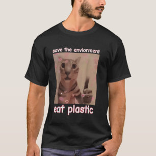 Red de Omgeving Eet Plastic Kat GRAPPIGE MEME CU T-shirt