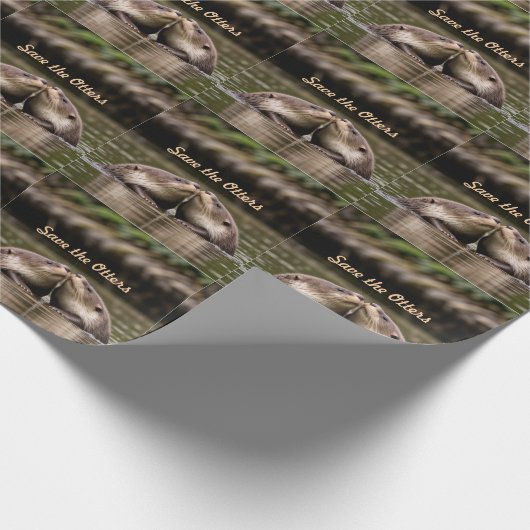 Red de otters cadeaupapier (Hoek)