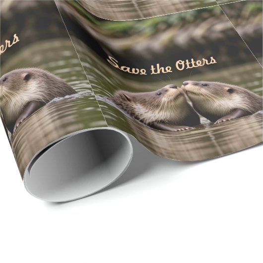 Red de otters cadeaupapier (Rol Hoek)