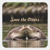 Red de otters vierkante sticker (Voorkant)