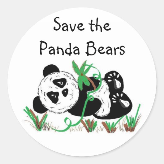Red de panda's ronde sticker (Voorkant)