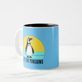 Red De Pinguïns Tweekleurige Koffiemok (Voorkant links)