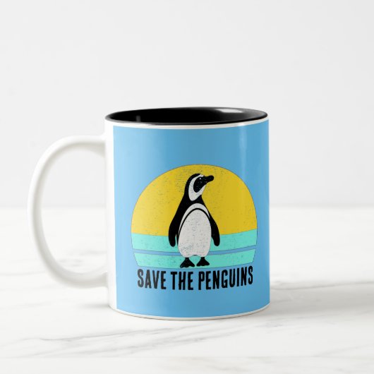 Red De Pinguïns Tweekleurige Koffiemok (Links)