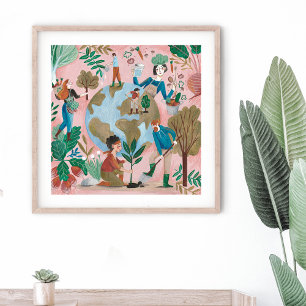 Red de planeet aarde poster